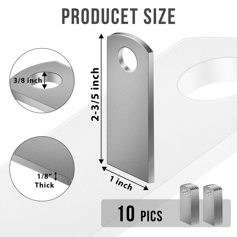OywhC Weld on Tabs, Steel Basic Weld Tab, Universal Weld on Light Tabs Flat Bottom Mount with a 3/8"" Hole.2-3/5"" Height, 1"" Wide, 1/8"" Thick Pack Of 10 Tabs Steel Mounting Bracket OywhC-5 - Image 3